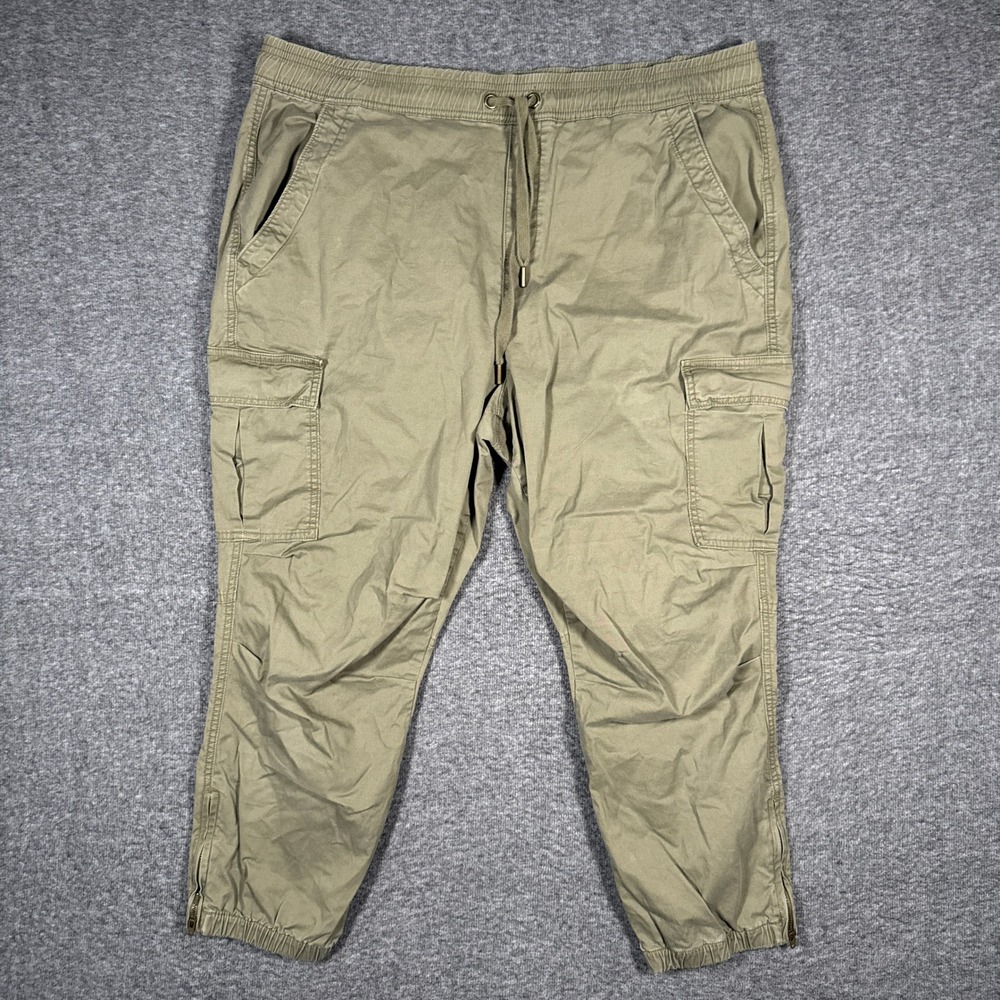 Polo Ralph Lauren Cargo Jogger Pants Mens XL Green Ankle Zip Drawstring Utility